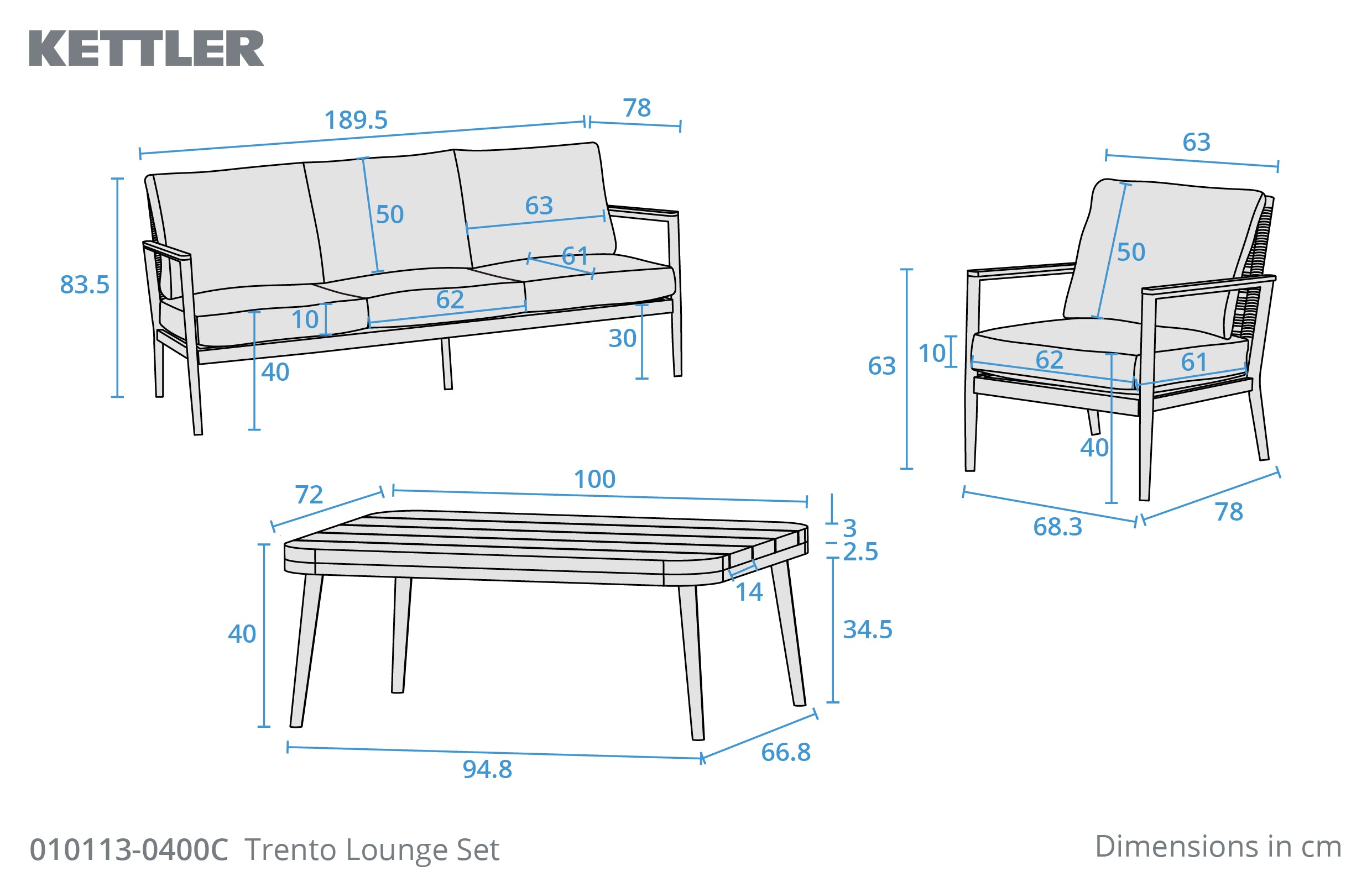 Trento 5 Seat Lounge Set