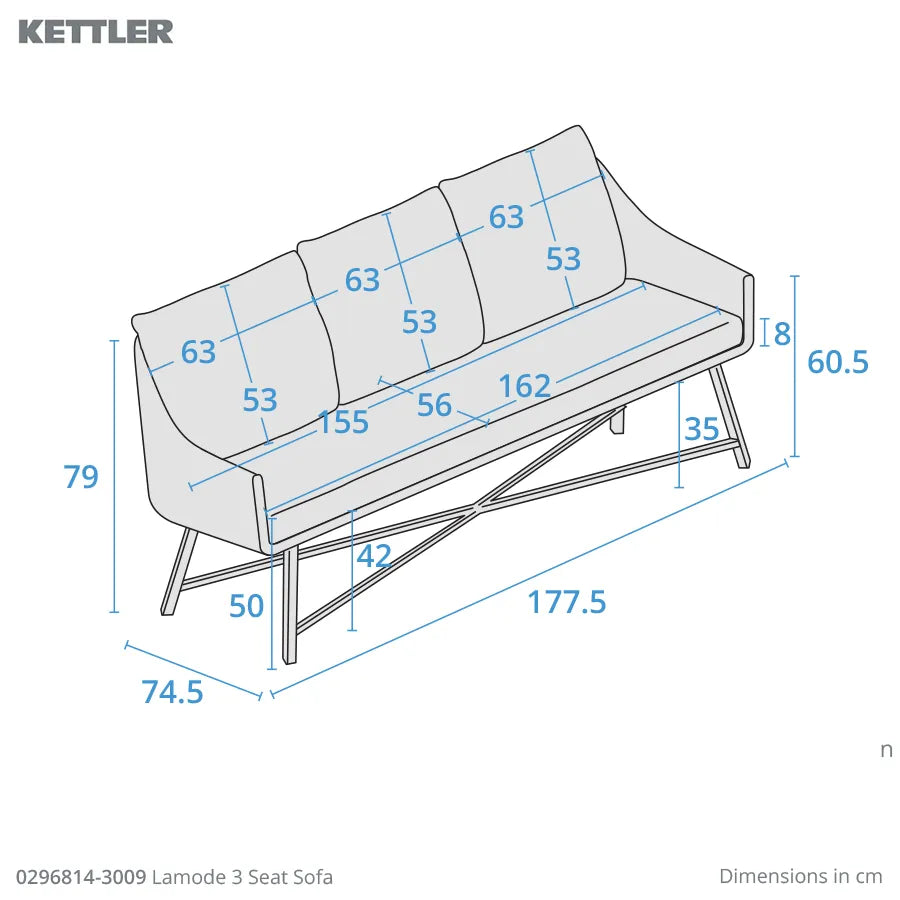 Lamode 3 seat settee with cushions