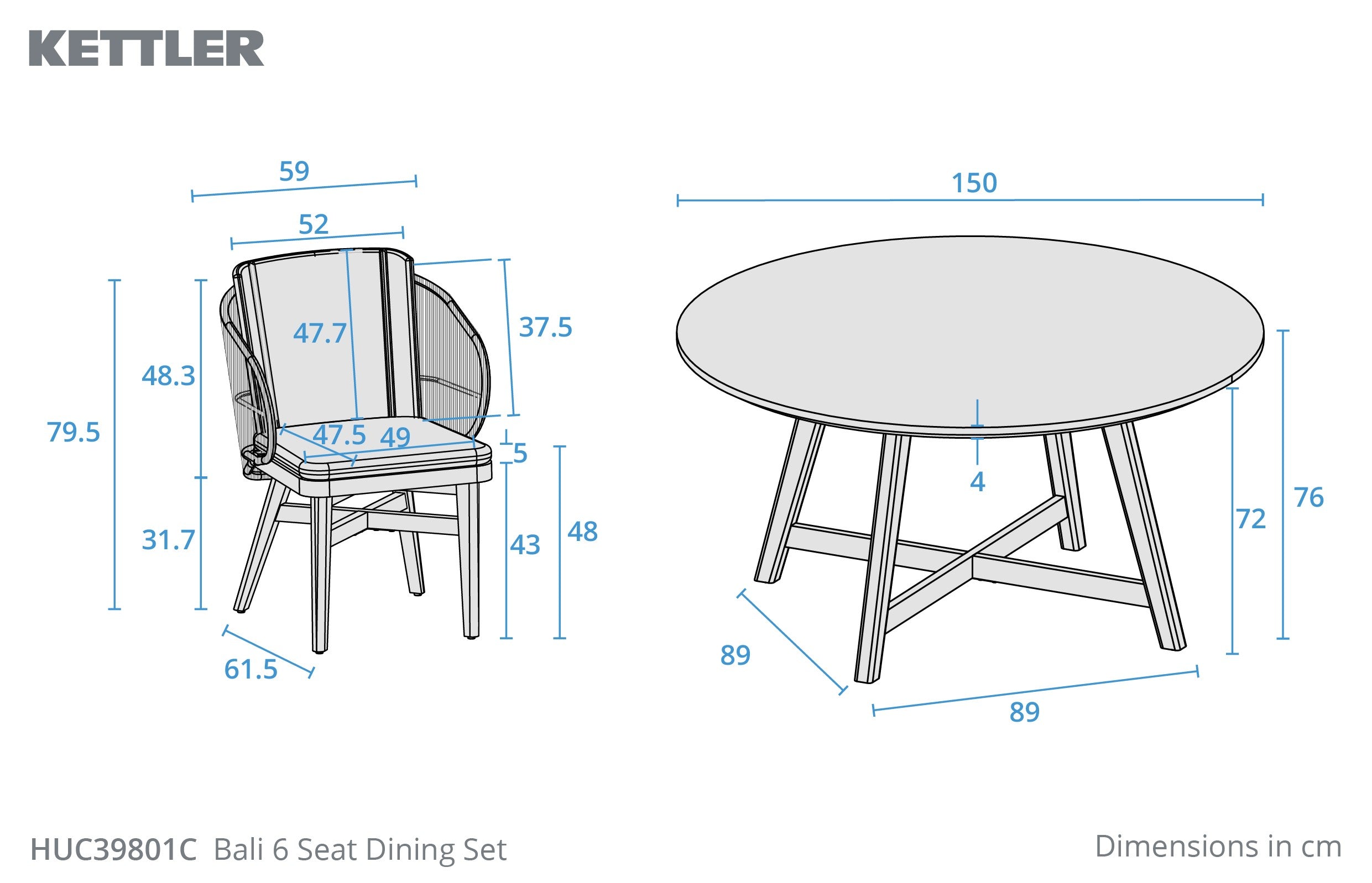 Bali 6 Seat Dining Set