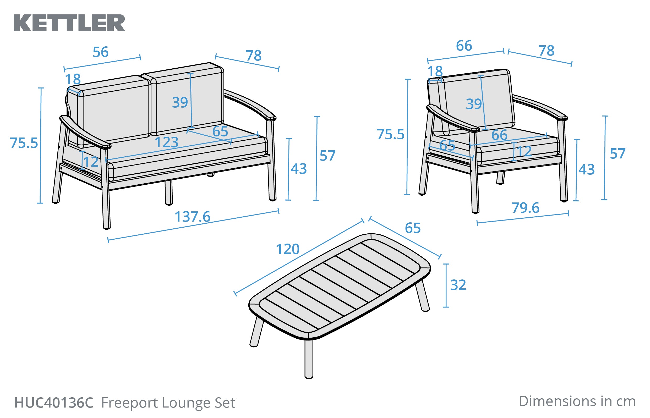 Freeport 4 Seat Lounge Set with Coffee Table