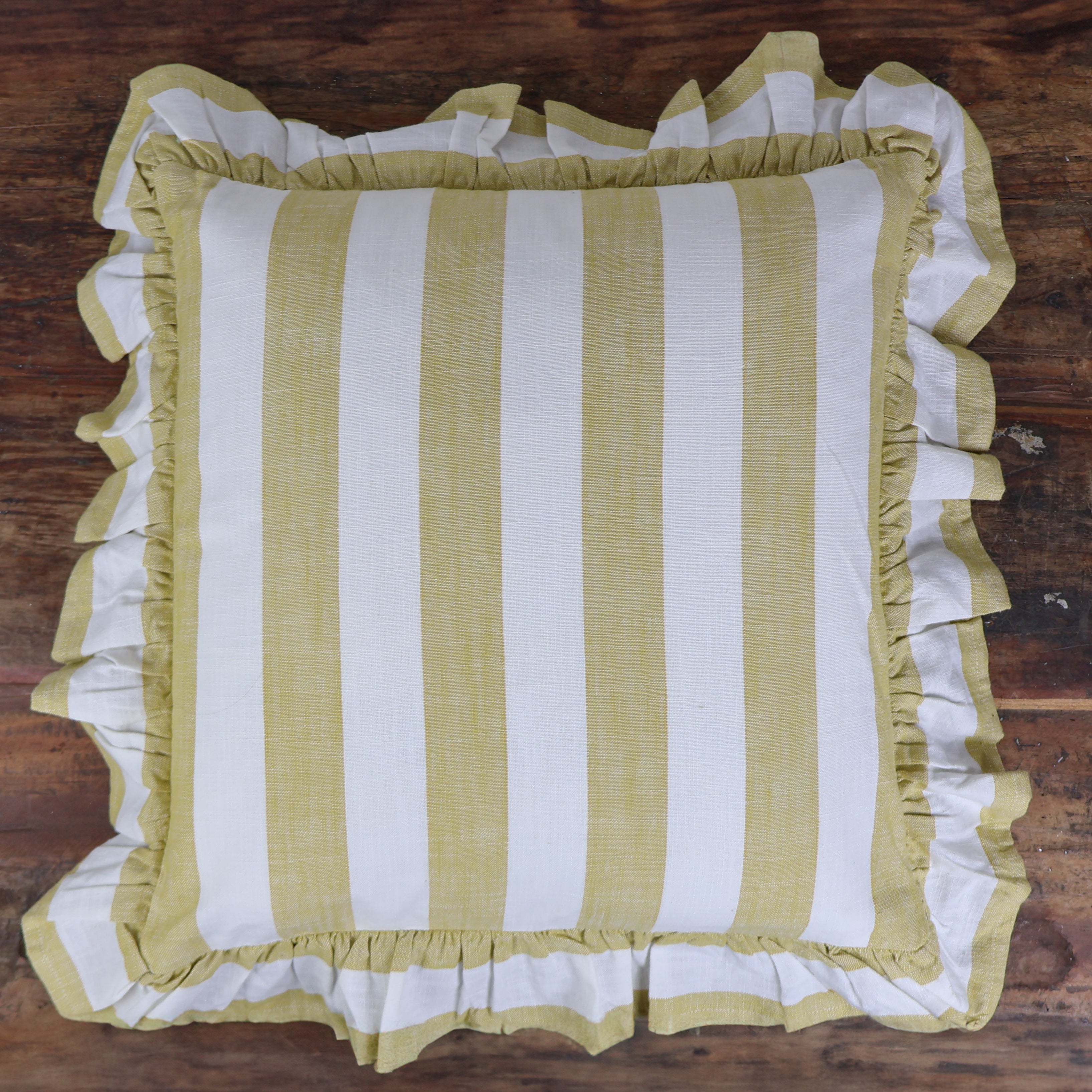 Wide Stripe Cushion Honeydew Feather Fill