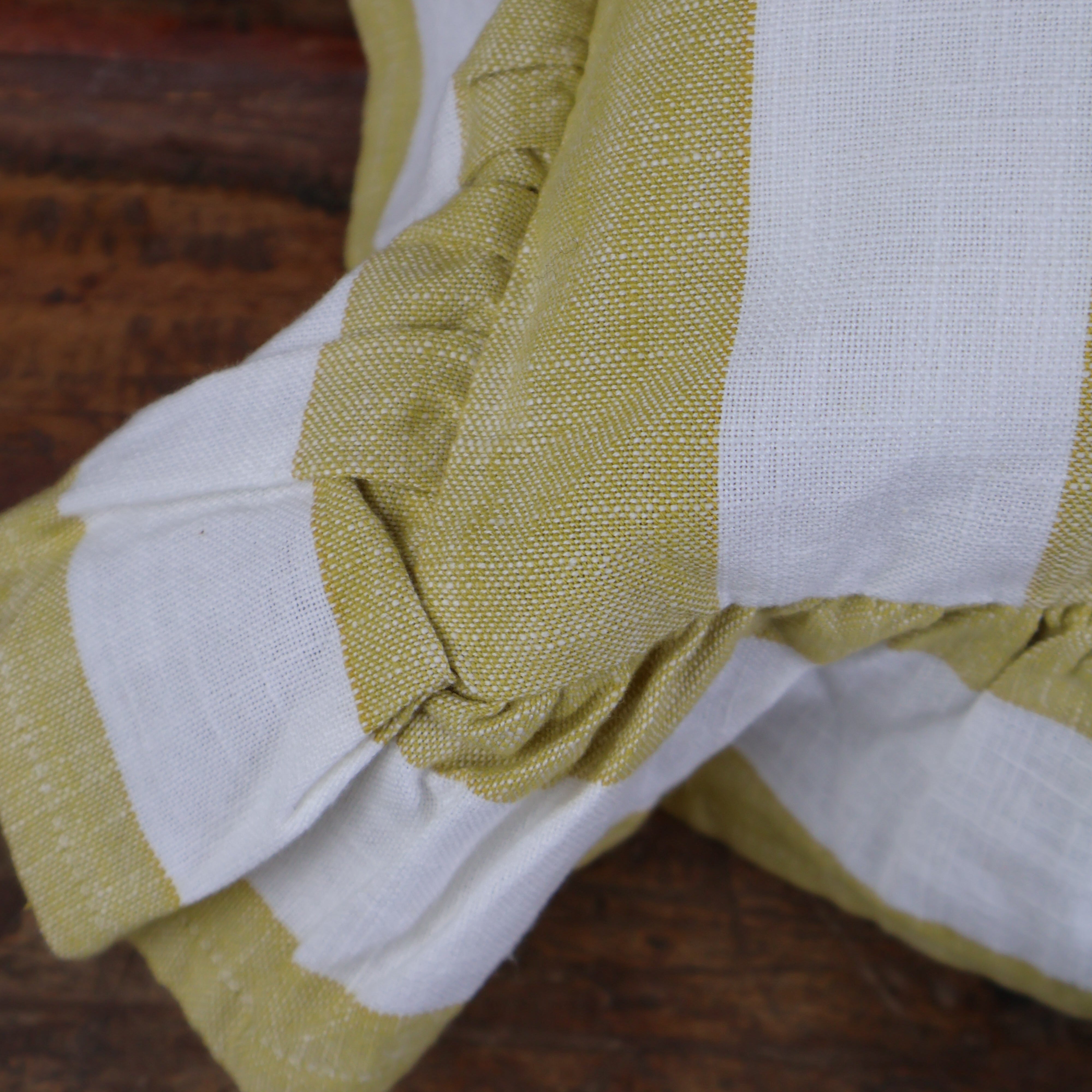 Wide Stripe Cushion Honeydew Feather Fill