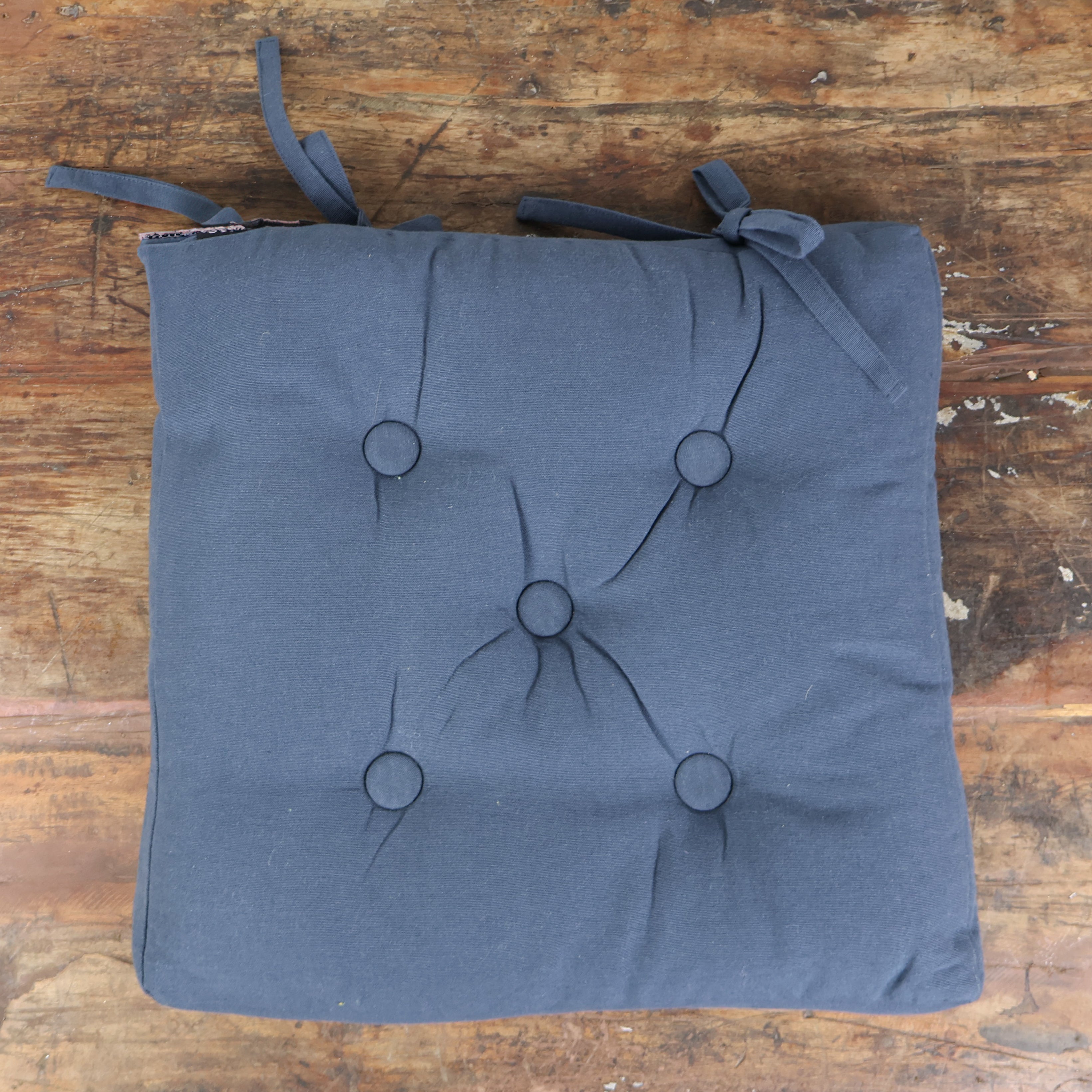 Seat Pad with Ties Slate Blue
