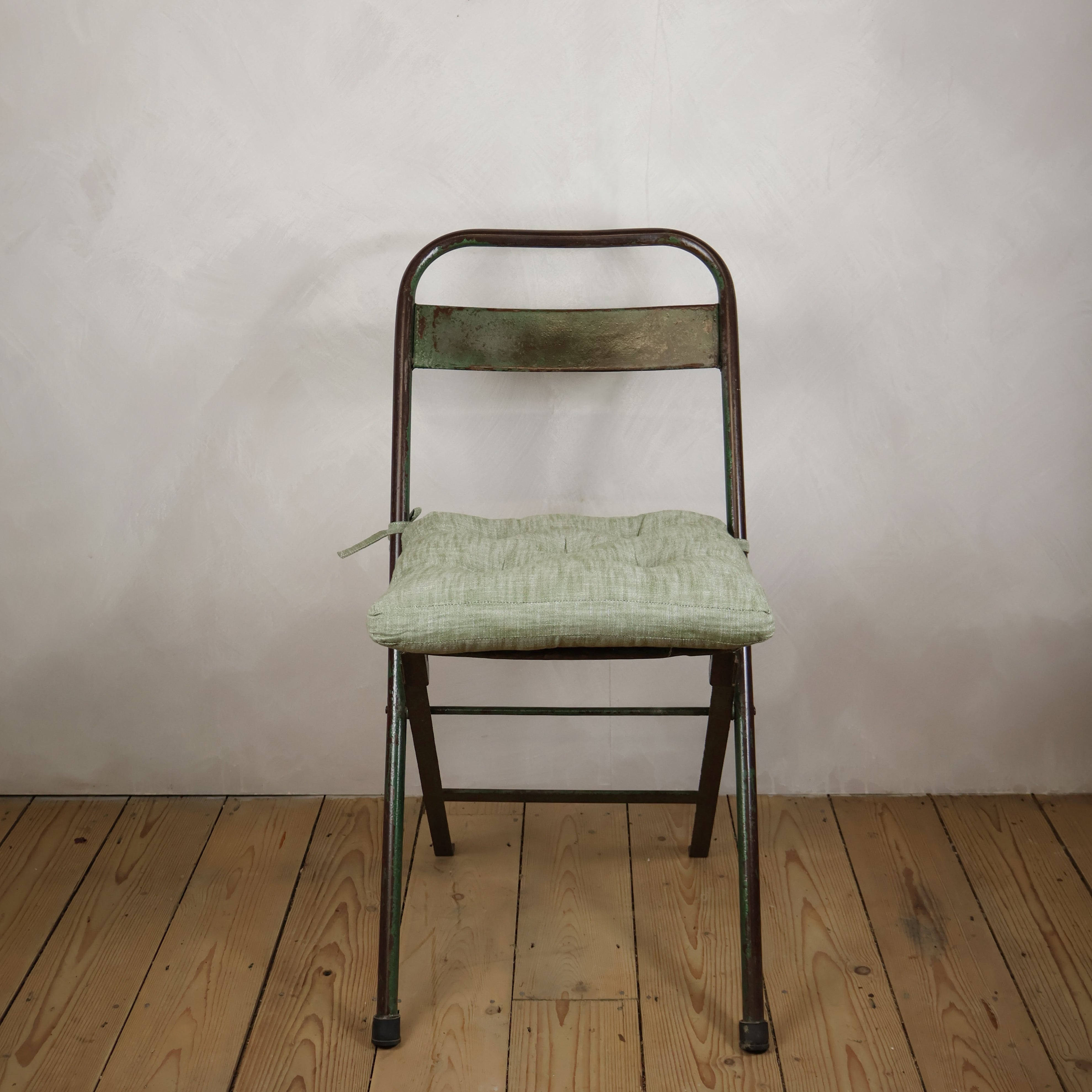 Chambray Seat Pad with Ties Olive