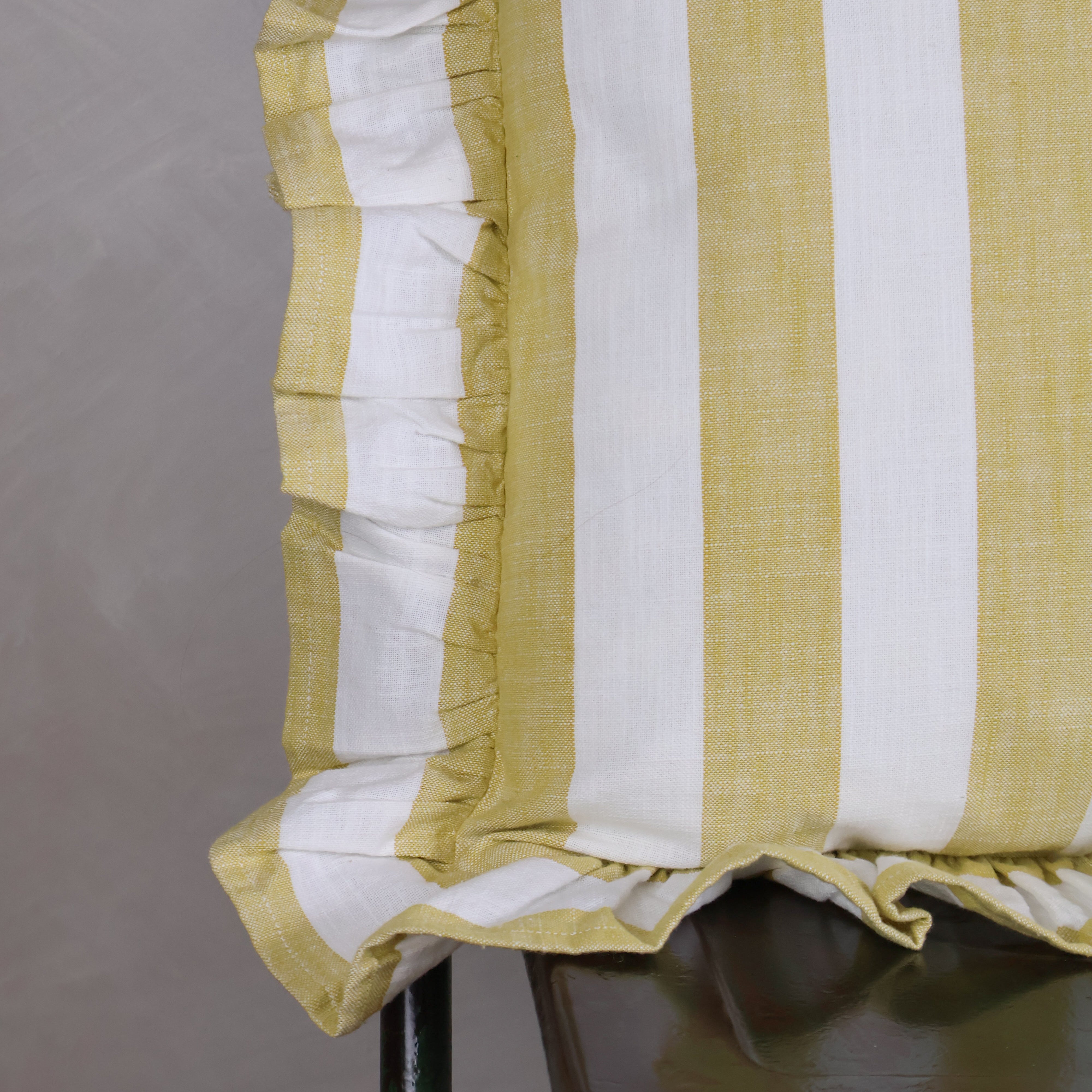 Wide Stripe Cushion Honeydew Feather Fill