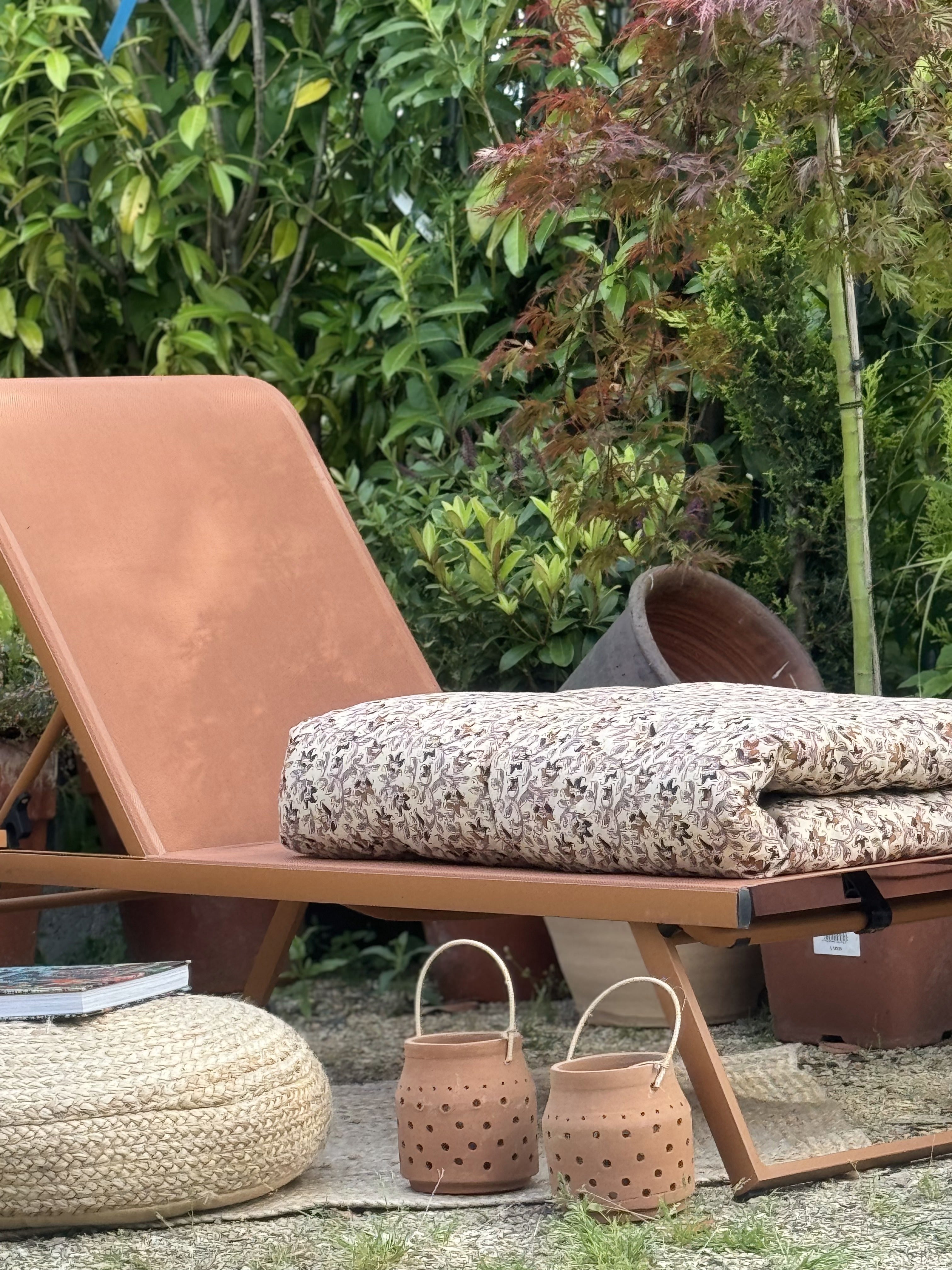 Taylor Pecan Sunbed With Wheels Flowerland - Main Image