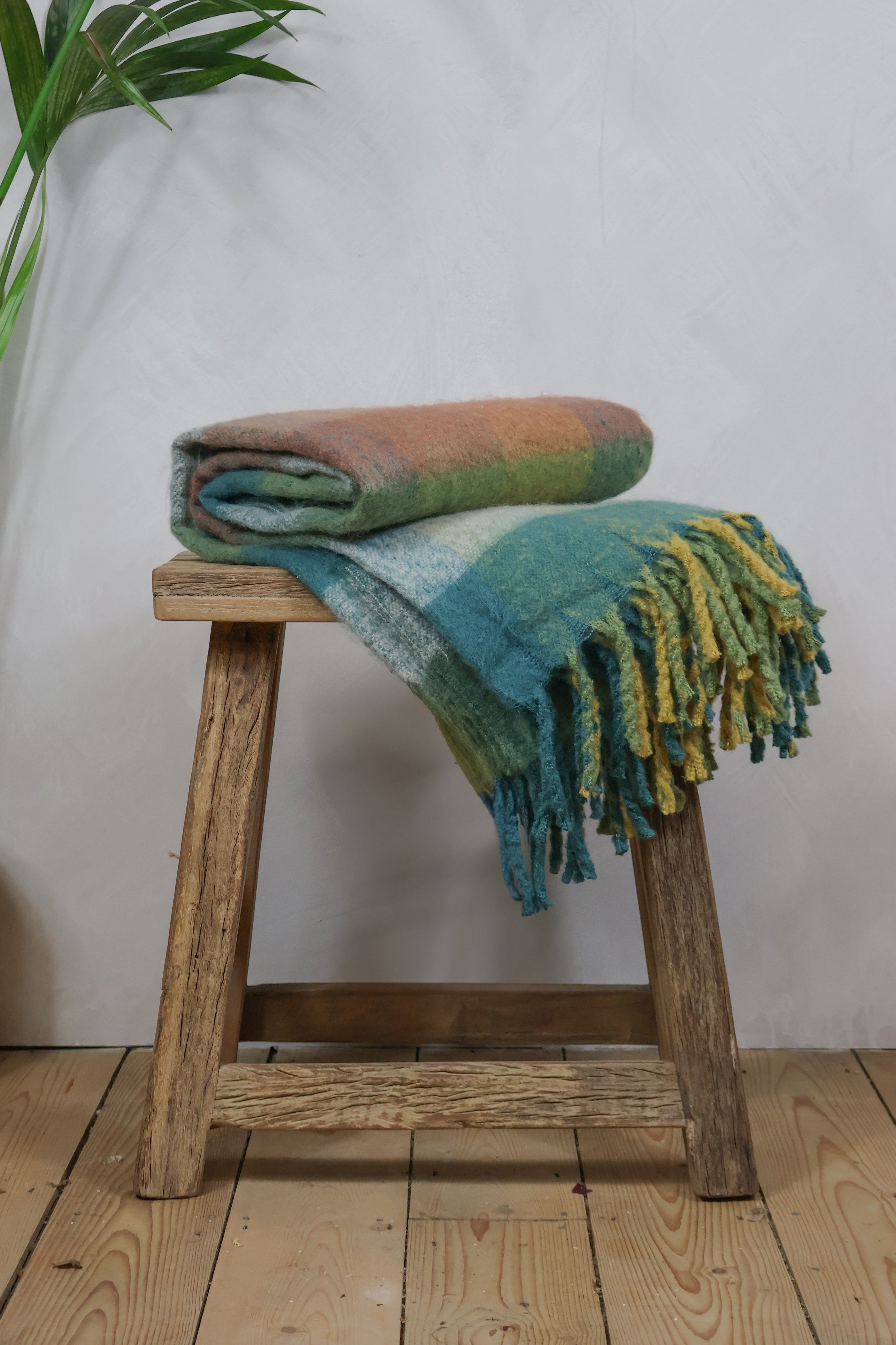 Faux Mohair Check Throw