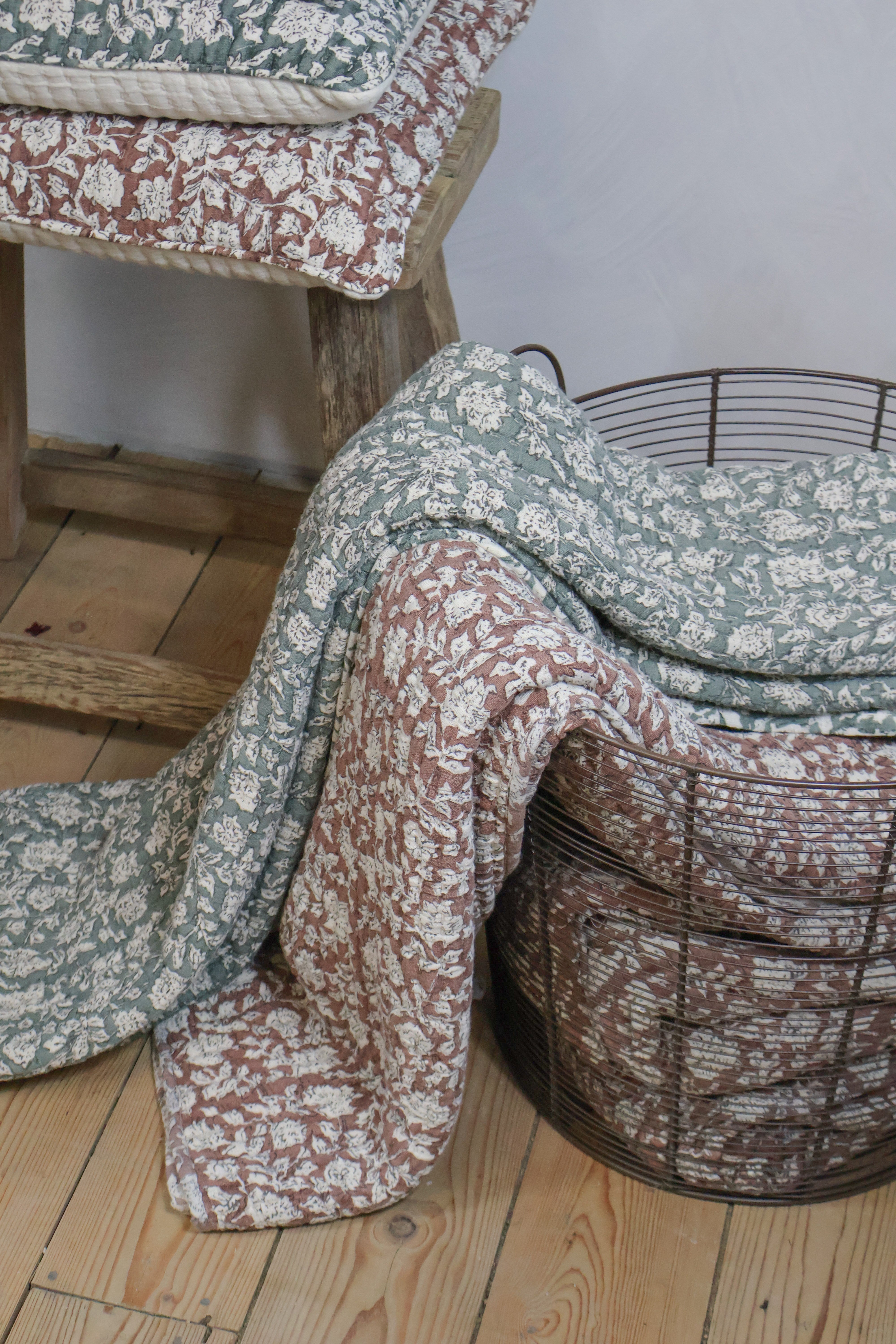 Provence Quilted Throw Tea Rose