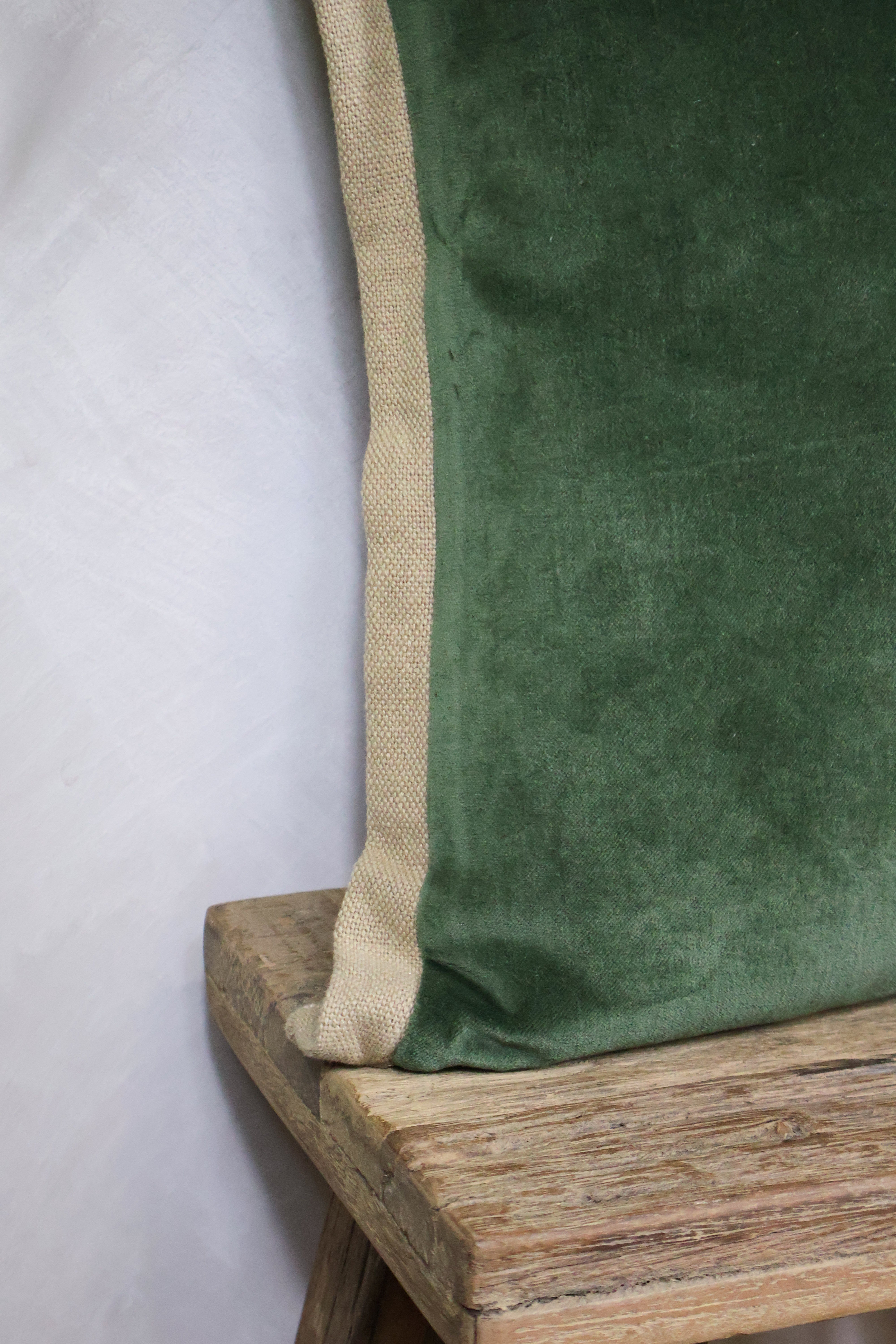 Velvet Flange Cushion Olive