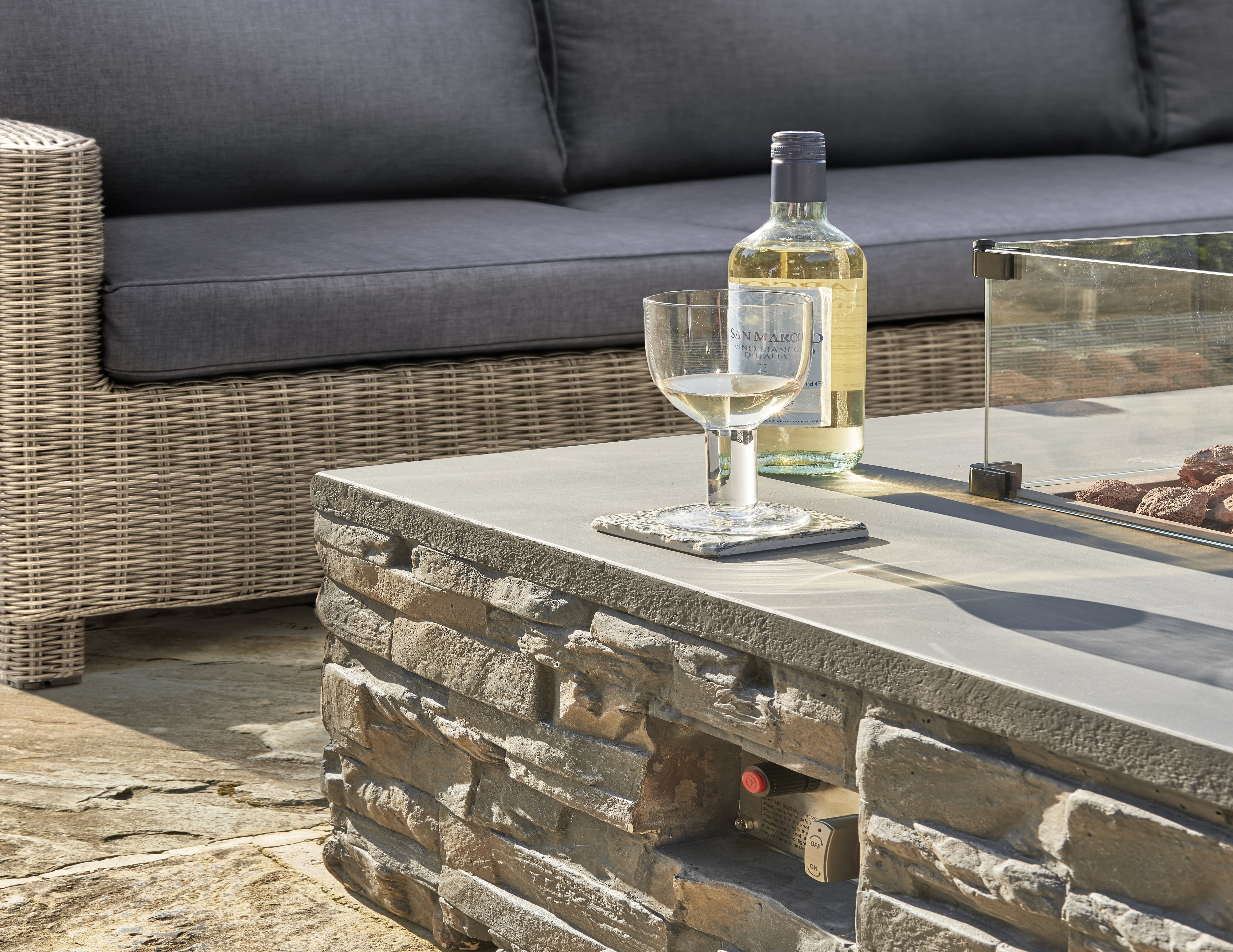 Kalos Stone Fire Pit Coffee Table 132x85cm | Flowerland