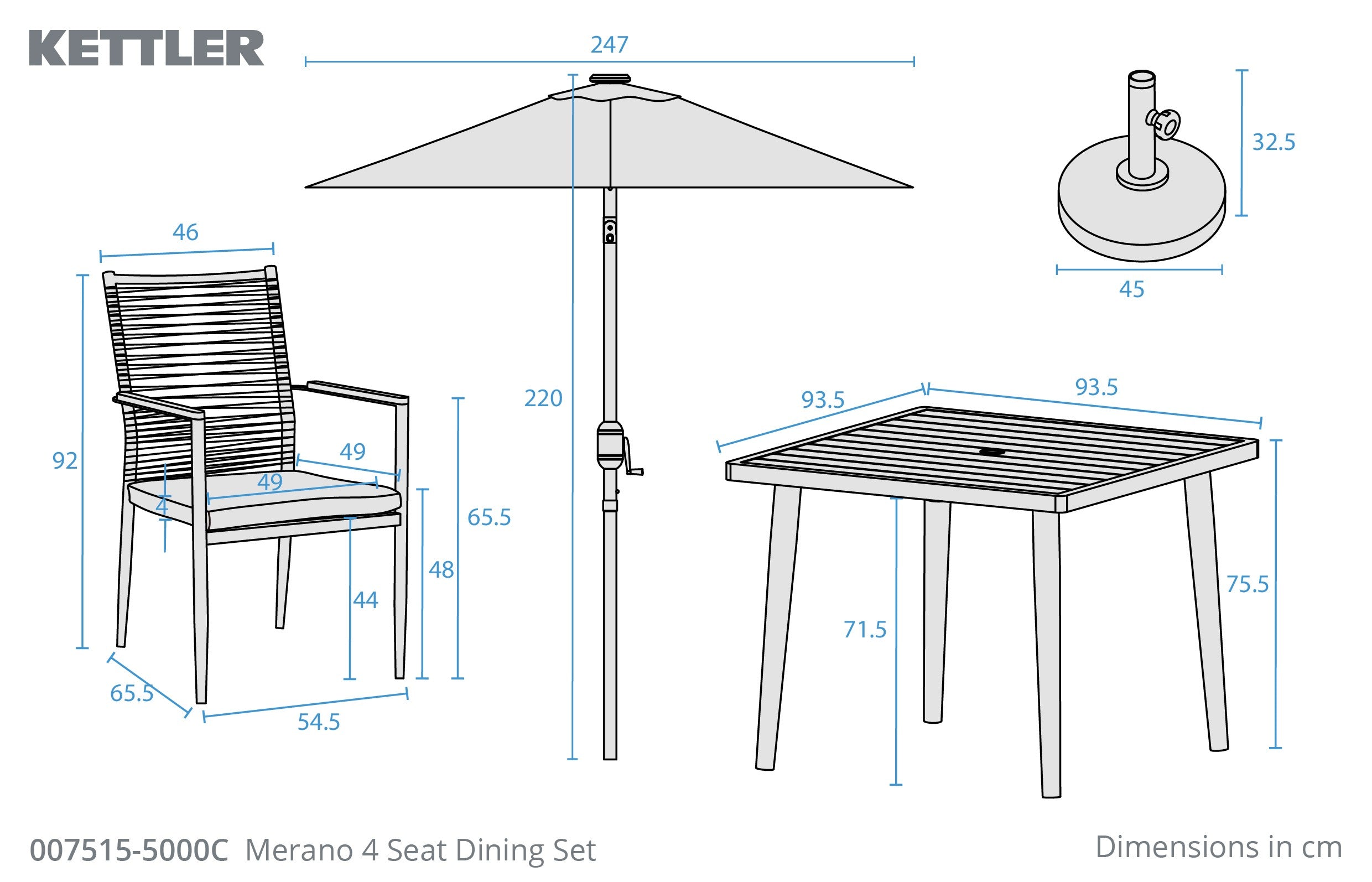 Merano 4 Seat Dining Set