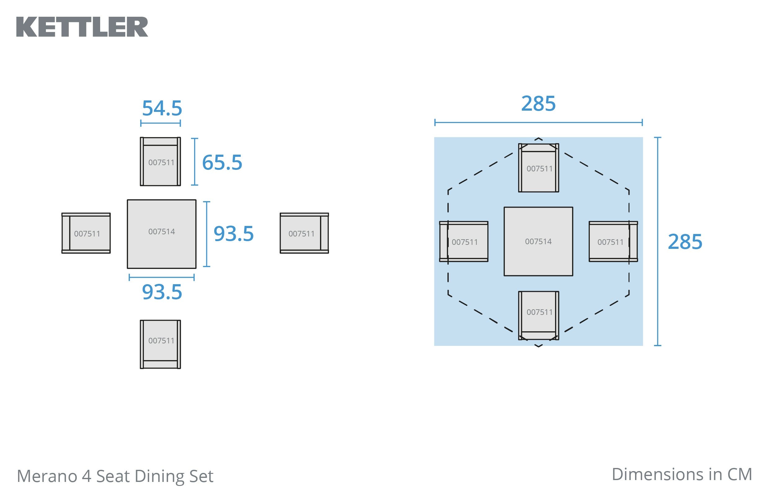 Merano 4 Seat Dining Set