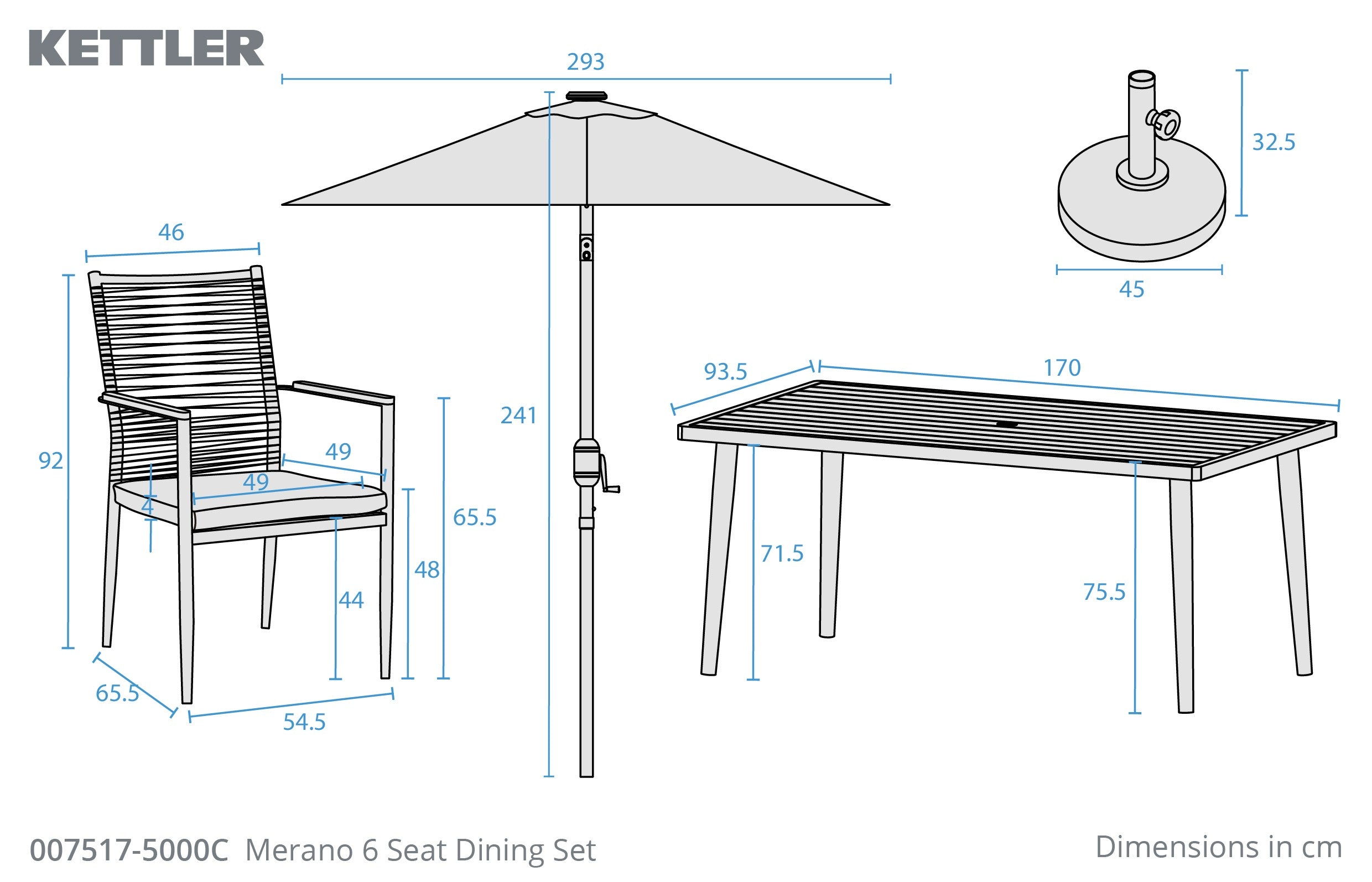 Merano 6 Seat Dining Set