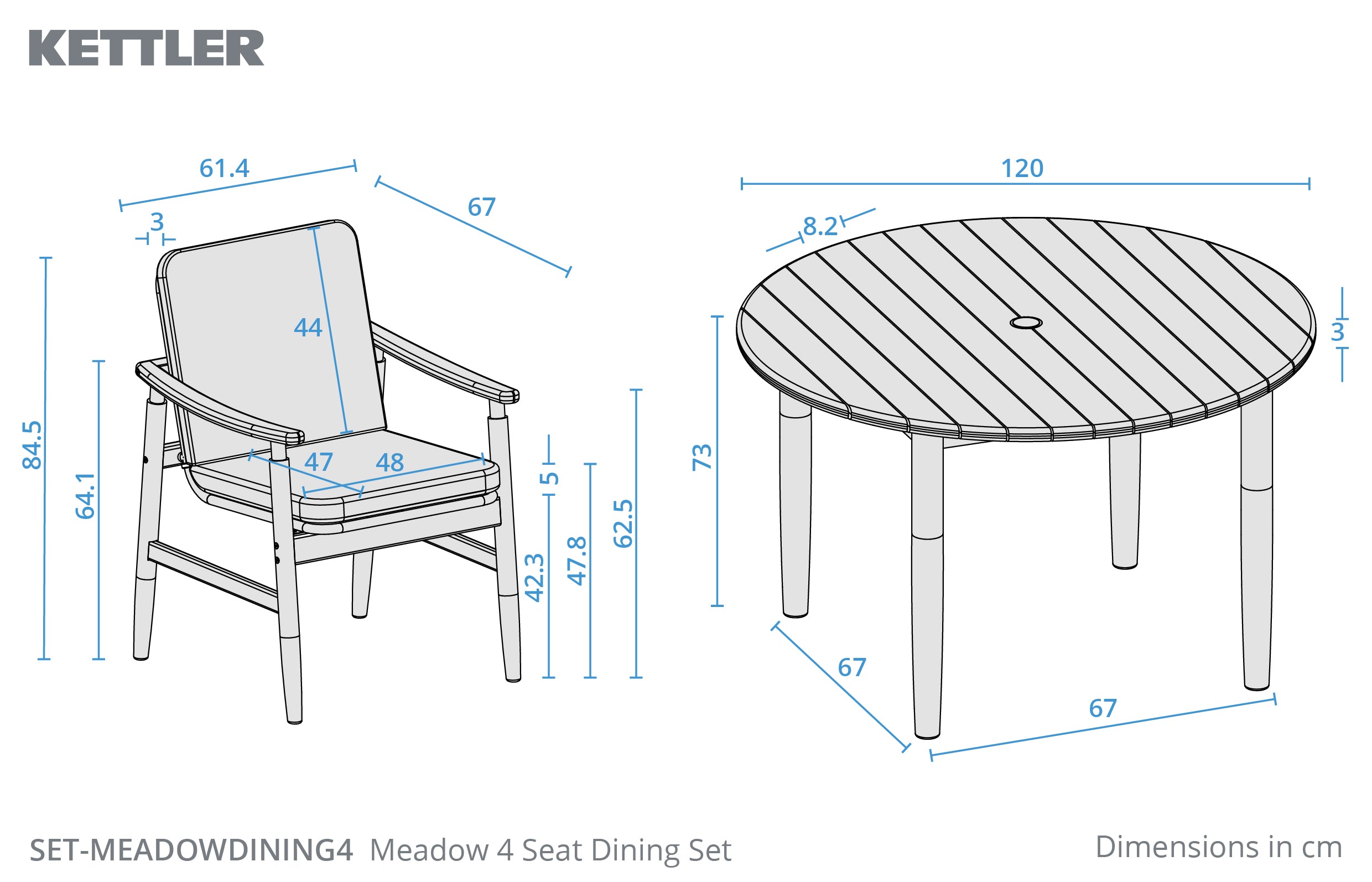 Meadow 4 Seat Dining Set
