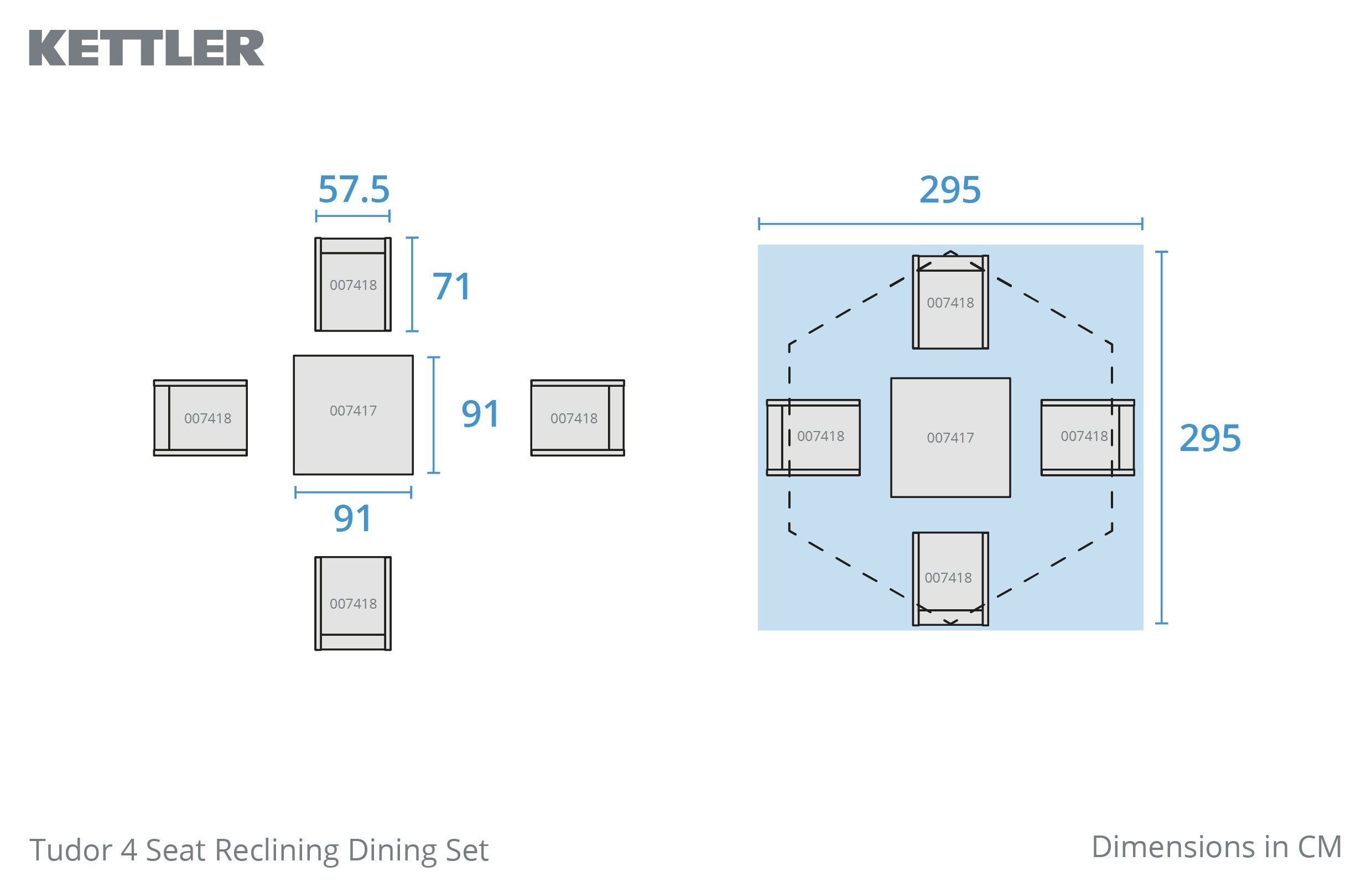 Tudor 4 Seat Reclining Dining Set