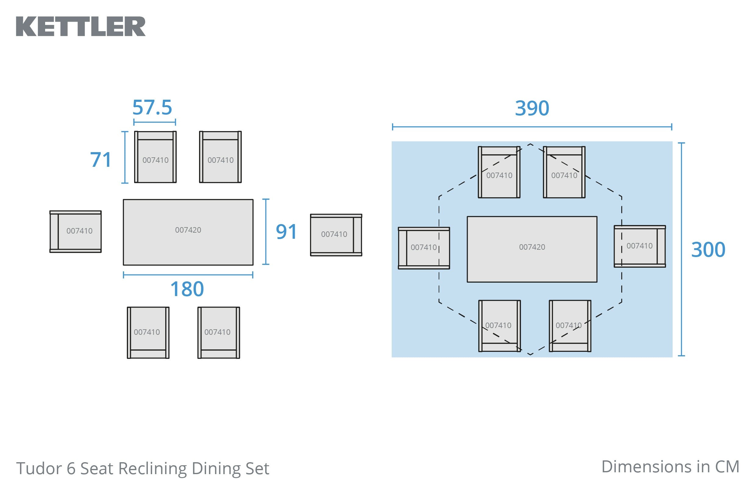 Tudor 6 Seat Reclining Dining Set