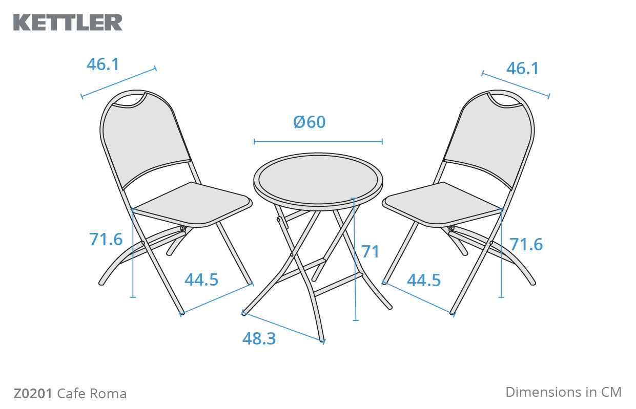 Café Roma set with slate seat pad