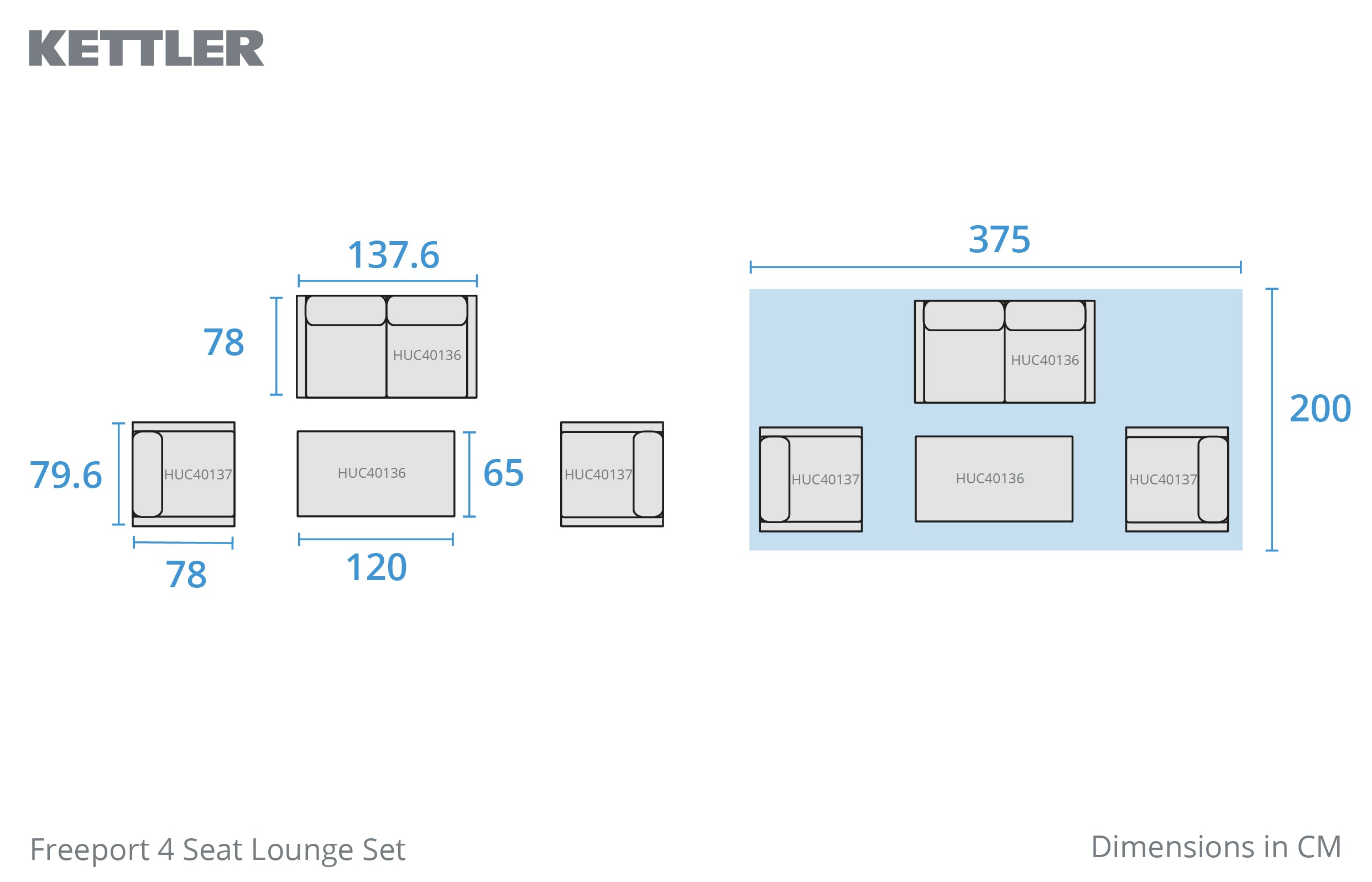 Freeport 4 Seat Lounge Set with Coffee Table