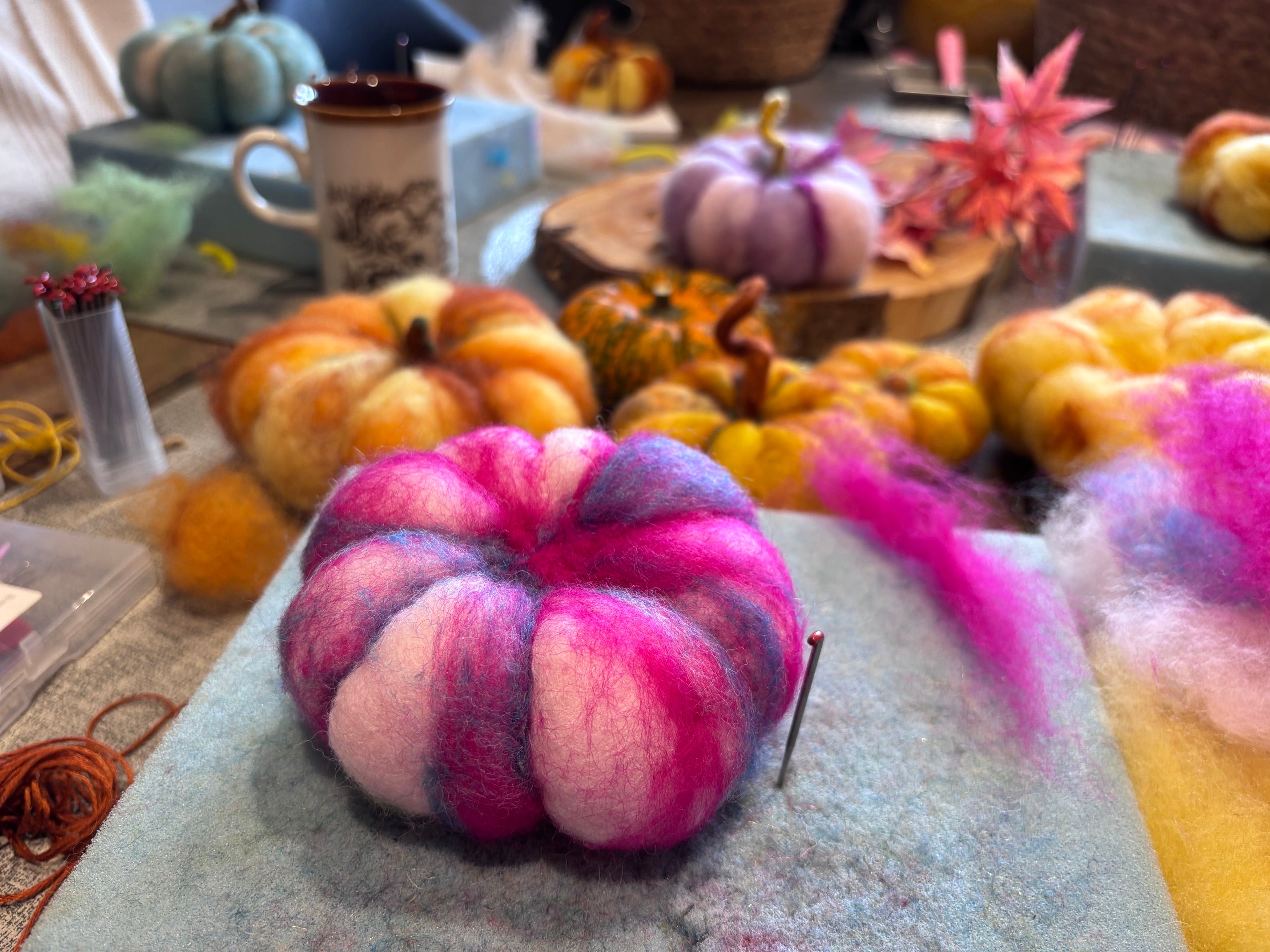 Halloween pumpkin felting workshop
