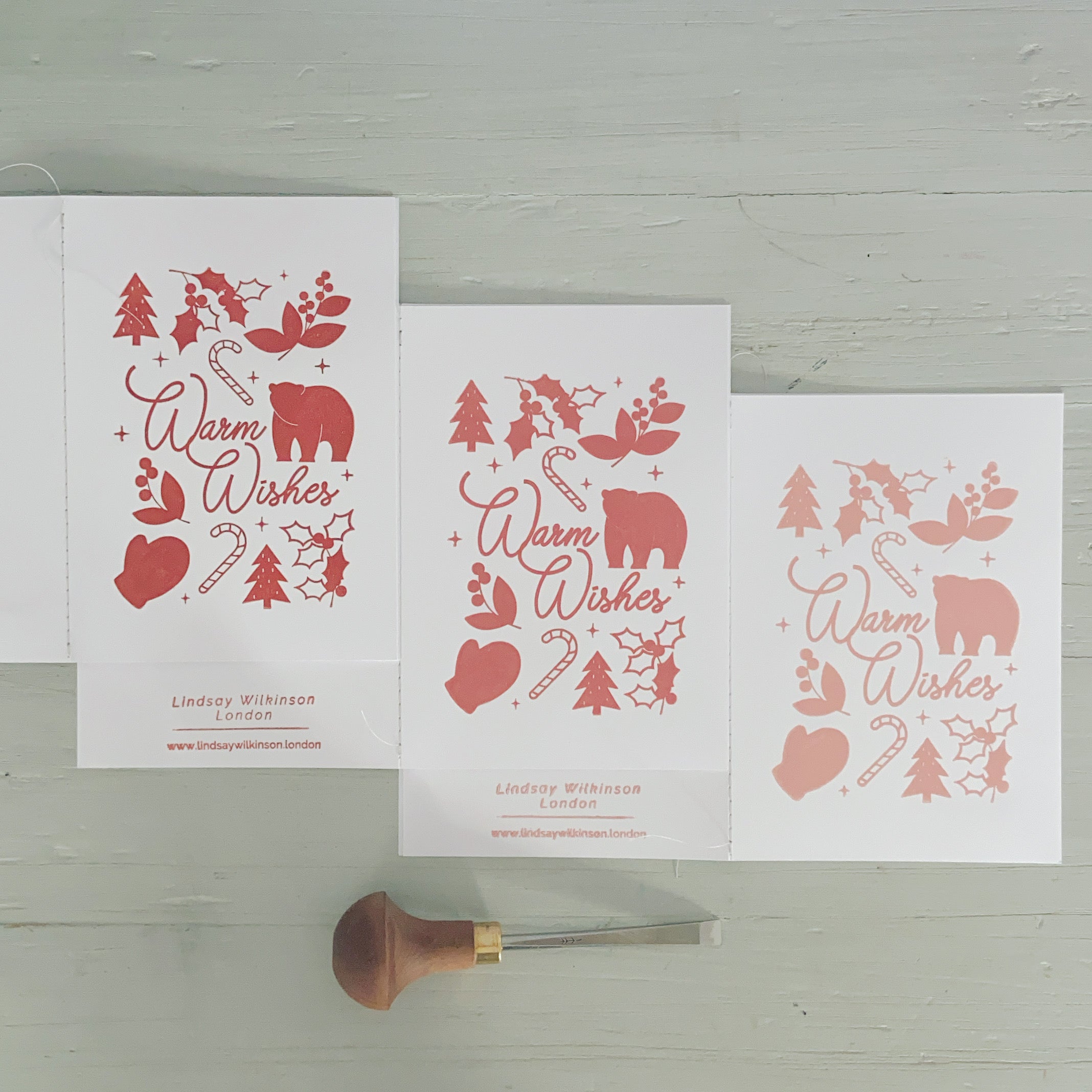 Festive Card Lino Printing