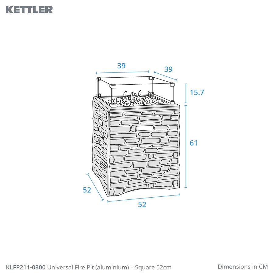 Kalos Stone Square Fire Pit 52cm