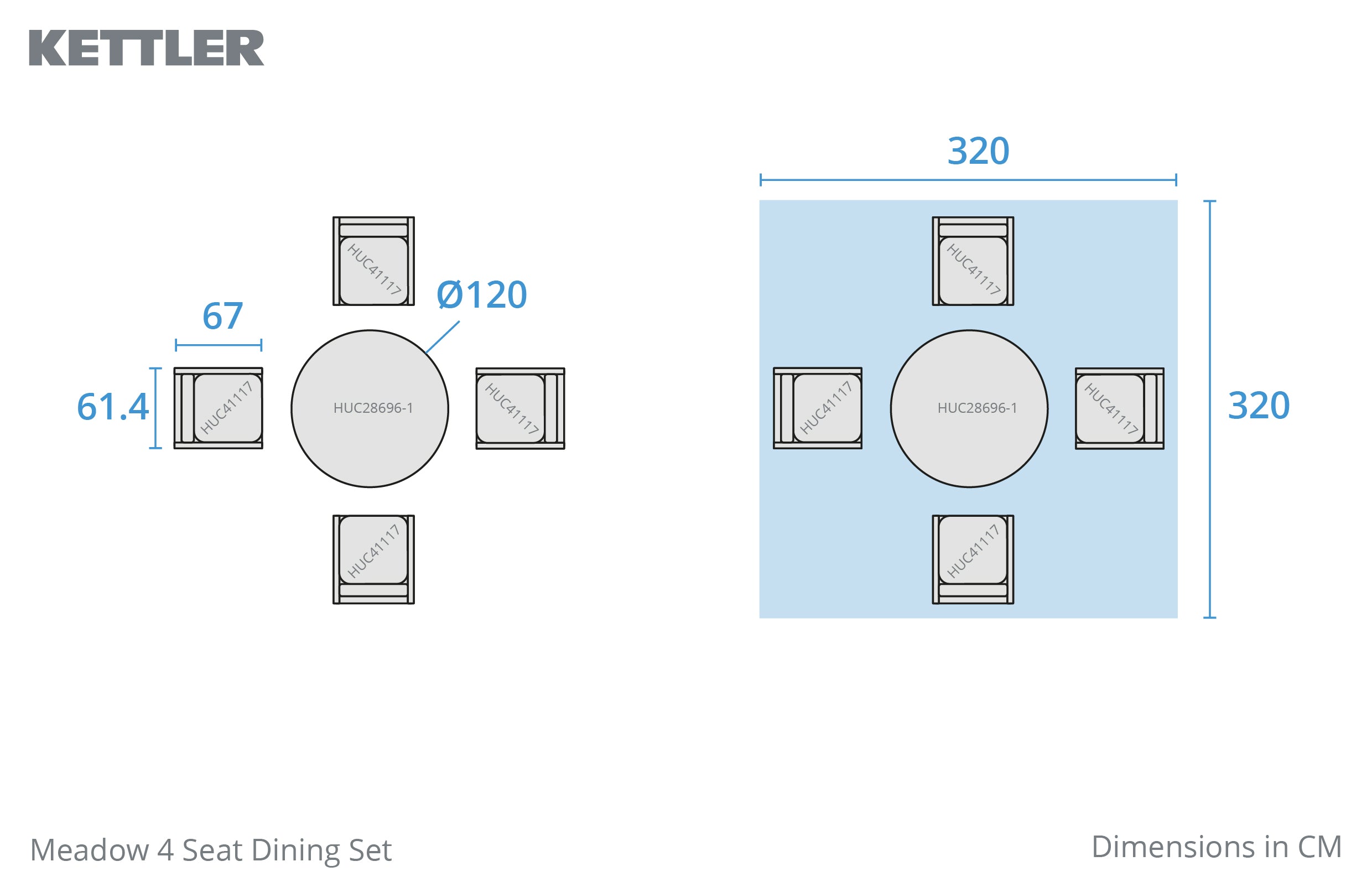 Meadow 4 Seat Dining Set