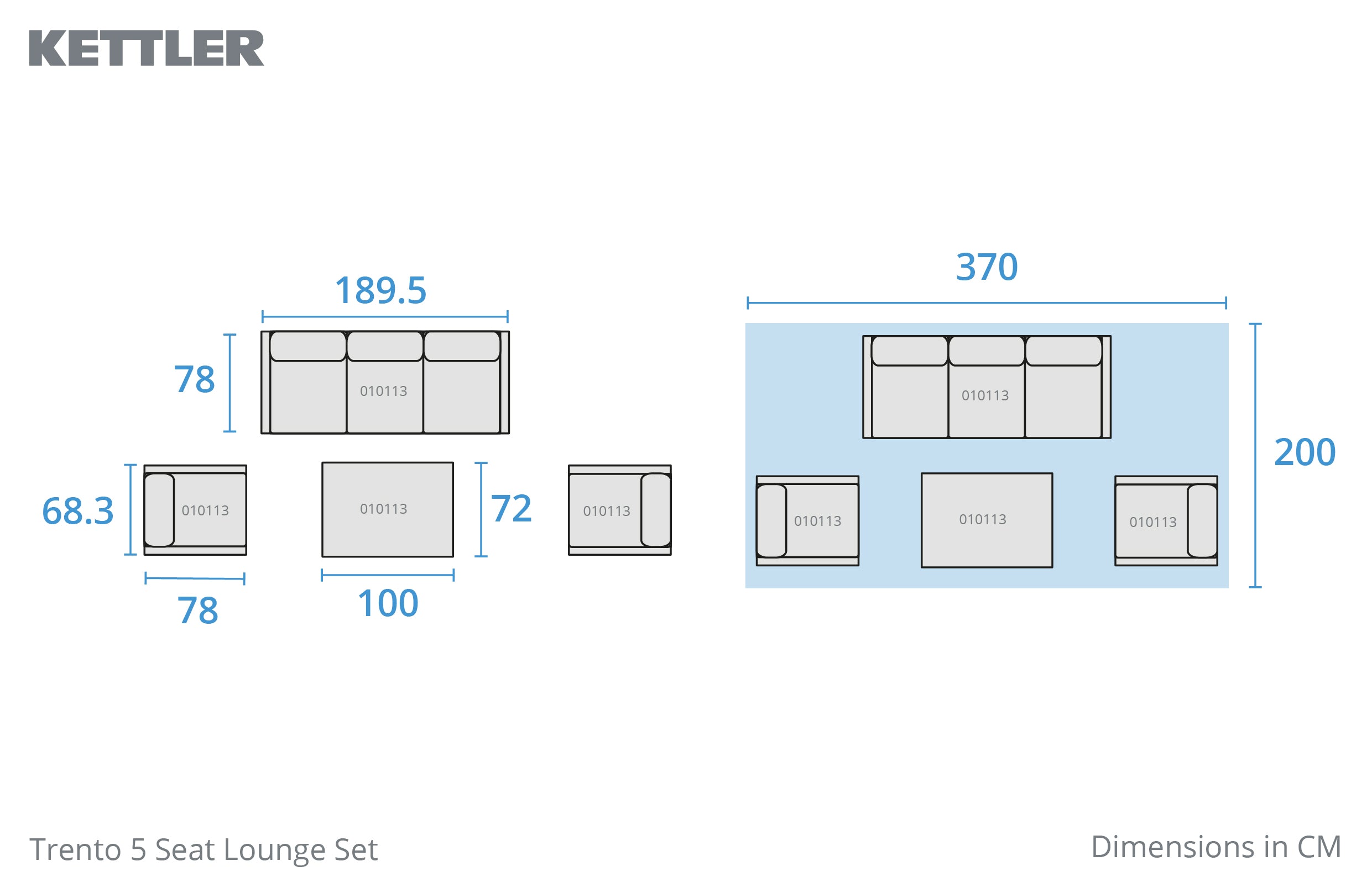Trento 5 Seat Lounge Set